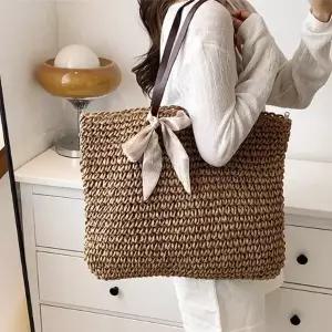 [깨비몰] 빅사이즈 라탄가방 심플 토트 숄더백 비치백 (9745223A)