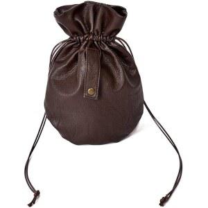 코스 하이큐 중세 PU 가죽 파우치 드로스트링 동전 지갑 보관 르네상스 주사위 가방 (왼쪽, 갈색)