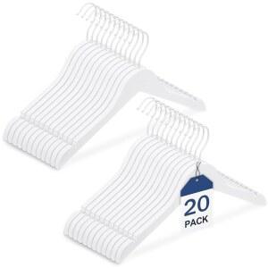 레몬로드 20개 주니어 나무 걸이 14인치 프리틴 할머니 청소년 코트 걸이와 곡선형 어깨 360 회전 후크 미끄럼방지 노치가 있는 정장 자켓 셔츠 캐미솔