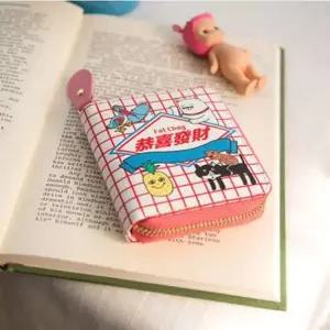 큐티 스크리블 데일리 반지갑-핑크 예쁜지갑 똑딱이지갑