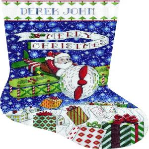 비행기 산타 크로스 스티치 스타킹 키트