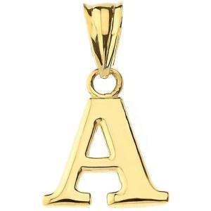 14K 옐로우 골드 파인 미니 행글링 이니셜 A-Z 참 1/2인치 펜던트 - 레터 선택