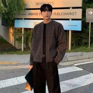 남성 가을 브이넥 카디건 라운드 맨투맨 루즈핏 코트 재킷 BE3