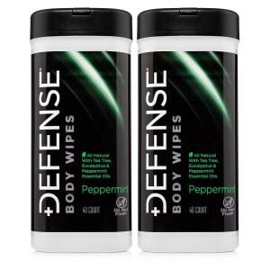 디펜스 비누 올 내추럴 페퍼민트 바디 물티슈 2PK 티트리 오일 | 레슬링 배틀 캠핑 헬스장 운동 후 샤워 남녀공용. 40개 (2팩)