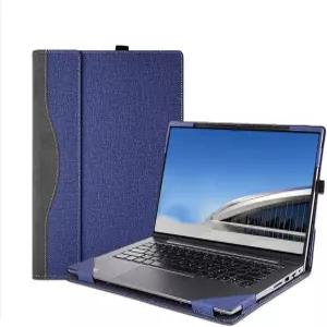 새로운 삼성 갤럭시 북4 엣지 14인치 및 프로 북3 PU 가죽 노트북 PC 가방 슬리브용 케이스 커버(다크 블루