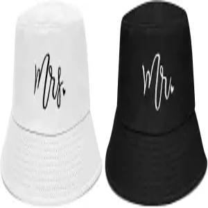 MGupzao 2Pcs 화이트 브라이드 버킷햇 비치 바첼로레트 파티 장식 신부 선물 허니문 여행 의상