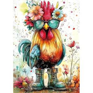 선글라스 쿨 치킨 1000 조각 퍼즐 하드 챌린지 아트 직소 선물 생일파티 게임 패밀리 27.5인치 X19.7인치 먼지 없는