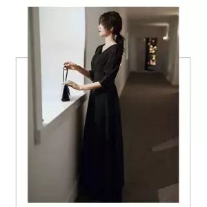 블랙드레스 셀프웨딩 무대 드레스 촬영원피스 빅사이즈 연주회