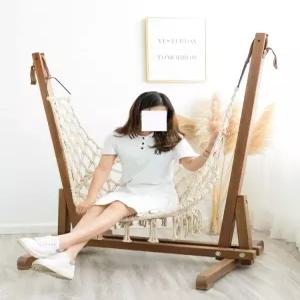 발코니 흔들 의자 나무 독서  홈 실내 인테리어 체어 그물 싱글
