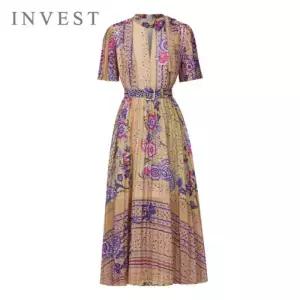 [인베스트] 에스닉 나염 플리츠 롱 원피스_IN6M1OP3381