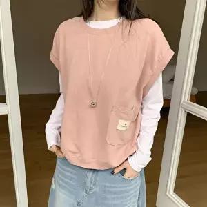 [옷자락]여자 봄 여름 레이어드 포켓 민소매 베스트