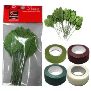 꾸미기 나뭇잎 장미엽 (약30개) 꽃잎 꽃테이프 조화 만들기