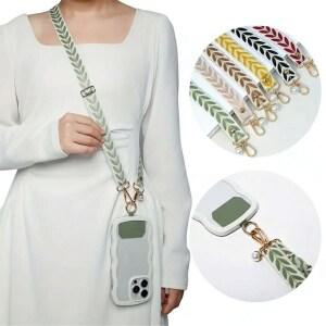 BULA불라 도난방지 자수 숄더 스트랩 길이 조절가능한 핸드폰 목걸이