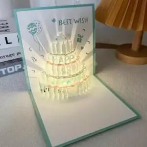 [문구/오피스] 축하하는 생일 카드 3D 팝업 편지지 케이크 디자인 기념일