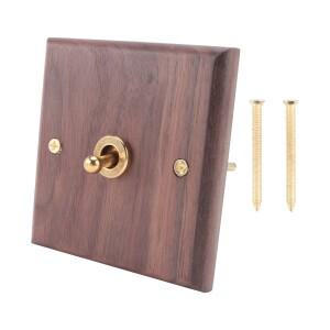 SCLS 레트로 아메리칸 산업 스타일 전등 스위치 소켓 단단한 나무 황동 토글 플레이트 골동품 홈 스테이 스