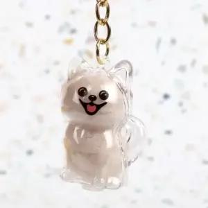 포메 반려견 메모리얼 강아지 털 보관 키링 추억 투명 캡슐 키홀더