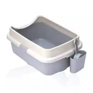 고양이 화장실 고급형 배변 용기 세트 화이트 그레이 디자인