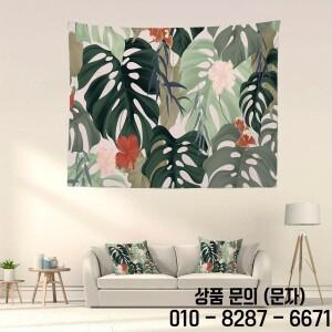 1개 바나나 잎과 히비스커스 꽃 무늬 태피스트리 폴리에스터로 제작 기계 세탁 가능 침실과 거실에 적합합