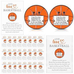 eAj 케닝 24 세트 농구 핀 라펠 핀 스포츠 농구 애호가를 위한 선물 백팩 모자 장식 액세서리 생일 파티 용품을 위한 인사말 카드가 포함된 브로치 선물 브로치 증정