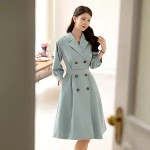 [시크라인] (~XXL까지) 라시벨 더블버튼 벨트 플레어 원피스 봄 가을 투웨이 하객룩 오피스룩 모임룩 격식룩 빅사이즈