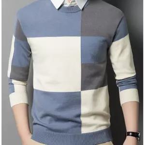 이너 캐주얼 롱 투피스 슬리브 긴팔 가짜카라 칼라 칼라넥 남자니트 봄가을 스트레이트 원템3