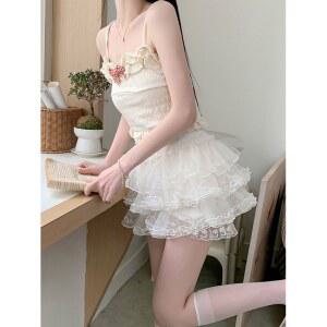 여자 치마 레깅스 얇은 컬러 편한 하의 레이스 레이어드 캐주얼 패션 아웃도어