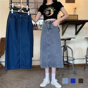 [샵앤] 여성 데일리 시즌리스 허리 버튼조절 롱 데님 스커트 WDMS-WSK-TS12931076