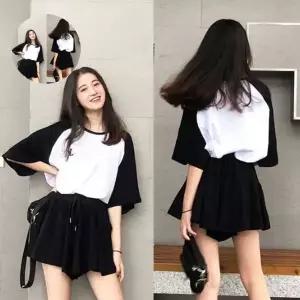 외출복 깔끔 허리 바지 밴딩 세트 치마 나들이 코디