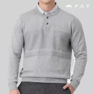 PAT 피에이티 남성 솔리드 이중에리 스웨터