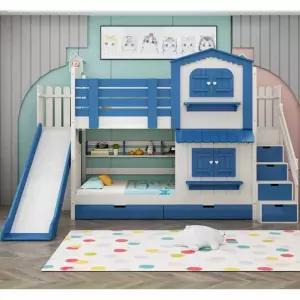 유아 어린이 이층침대 미끄럼틀 학생 프레임 수납장