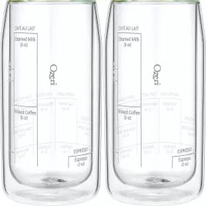 오제리 모더나 아티산 시리즈 더블 월 바리스타 커피 잔 15온스 클리어(2팩)