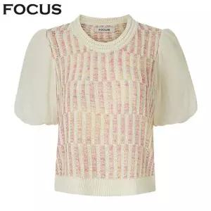 [포커스] 벌룬 시스루 슬리브 컬러 믹스 니트_VF6M1KT2201