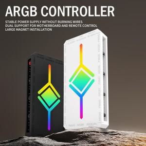 5V/3Pin ARGB 4Pin 팬 PWM 허브 1To8 음악 리듬 컨트롤러 Aura Sync 냉각 원격제어 섀시