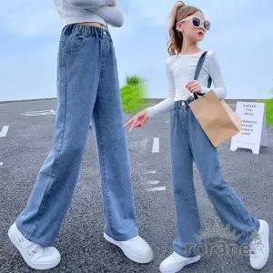 기모 롱 와이드 청바지 주니어 초등학생 팬츠