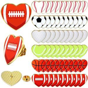 eAj 후쿼리 발렌타인 데이 스포츠 장식 하트 모양 스포츠 볼 핀 벌크 발렌타인 농구복 브로치 배지 선물