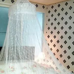 침대 모기장 인테리어 레이스 원형 캐노피 모기장 대형 여름 차단