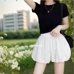 아우라벨르 봉오리 스커트팬츠 치마반바지 안전이너바지 플리츠청 티셔츠와이드 휴양지잠옷여성
