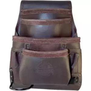 그레인텍스 OS2220 10 포켓 오일 태닝 가죽 네일 도구 파우치 다크 브라운 색상의