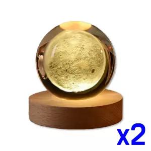 USB타입 x2개 달 방등 무드등 원목받침형 크리스탈