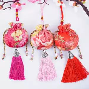 한복소품 모란 향낭 노리개 복주머니 전통 문양 자수 방향제 주머니