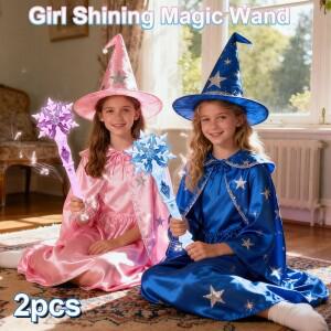 2개 용 빛나는 소리나는 음악봉 소녀들 음악 마법  조명 소녀 휴일 파티  소품 선물 생일