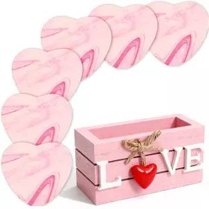 딸 엄마를 위한 핑크 코스터 6종 세트 사무실 책상용 홀더가 있는 귀여운 나무 음료용 하트 여성 할머니를