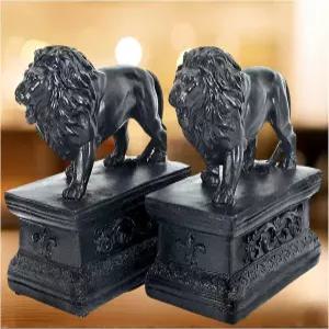 벨라 23453 장식 북엔드 라이온 빈티지 골동품 장엄한 도서관 논키드 선반 지지대 7인치