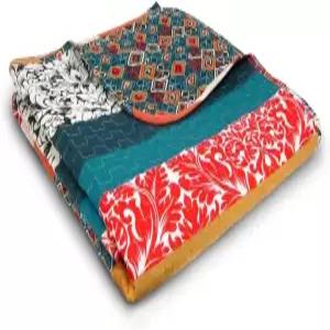 러쉬 데코 보호 스트라이프 리버서블 코튼 스로우 블랭킷 50인치 W x 60인치 L 터쿼이즈 귤 - 침대용 소파