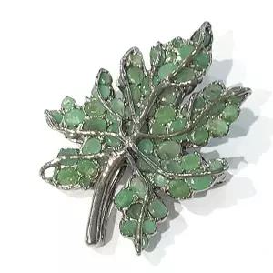 [셀러허브 패션][블루케이] 에메랄드 원석 브로치231006-13미니단풍 (11336010A)
