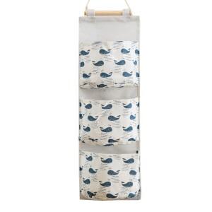 3개의 포켓이있는 벽걸이 형 보관 가방 리넨 패브릭 방수 벽 문 옷장 침실 욕실 LBS  교수형