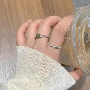 [디작소]여성 실버 925 그린 옥 잔실버 심플 반지 (34444650)