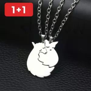 목걸이 여우 커플 친구 학생 펜던트 체인 우정 은색 스텐
