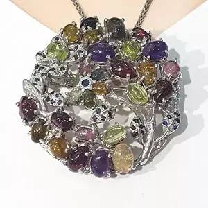 [셀러허브 패션][블루케이] 투어마린 자수정원석 브로치231109-16작품 (11562769A)