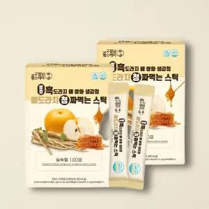 발효 흑도라지 배 쌍화차 생강청 배도라지청 짜먹는 스틱 배즙 도라지즙 100포, 2개